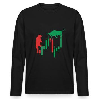 Stocks Stock Market Capitalism Trader Bull Bear - Men's Premium Organic Long Sleeve Shirt - black - Front - Nico (187cm)