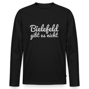 Bielefeld gibt es nicht - Männer Premium Bio Langarmshirt - Schwarz - Vorne - Nico (187cm)