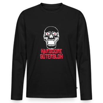 Gütersloh Hardcore - Männer Premium Bio Langarmshirt - Schwarz - Vorne - Nico (187cm)
