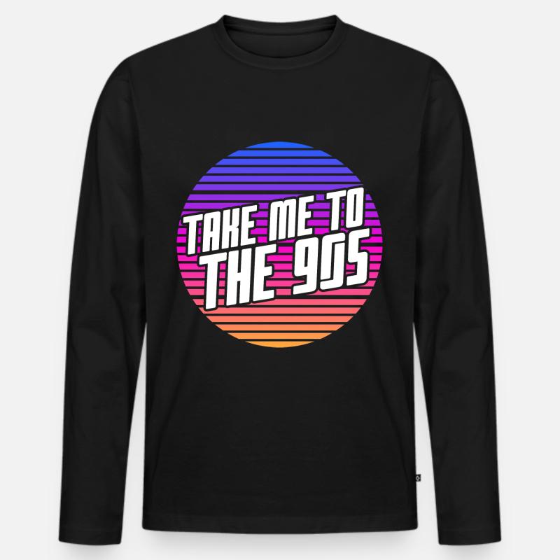 90s Kids - Männer Premium Bio Langarmshirt - Schwarz