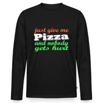 pizza mal - T-shirt manches longues Premium bio Homme - noir - Devant - Nico (187cm)