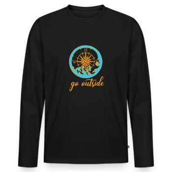 go outside compass - Men's Premium Organic Long Sleeve Shirt - black - Front - Nico (187cm)