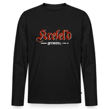 Krefeld altdeutsch - Männer Premium Bio Langarmshirt - Schwarz - Vorne - Nico (187cm)