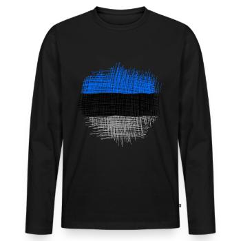 Estonie - T-shirt manches longues Premium bio Homme - noir - Devant - Nico (187cm)