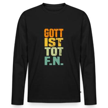 gott ist tot Friedrich Nietzsche retro Stil - Männer Premium Bio Langarmshirt - Schwarz - Vorne - Nico (187cm)