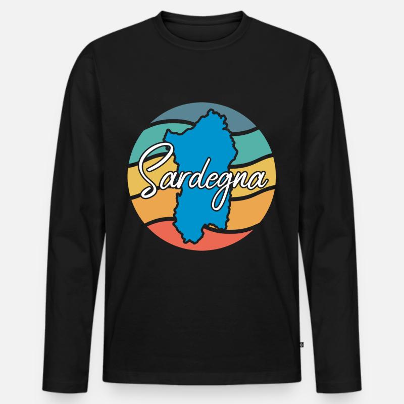 Sardinien Retro - Männer Premium Bio Langarmshirt - Schwarz