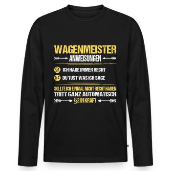 Wagenmeister Eisenbahn Hotel Spruch Lustig Witzig - Männer Premium Bio Langarmshirt - Schwarz - Vorne - Nico (187cm)