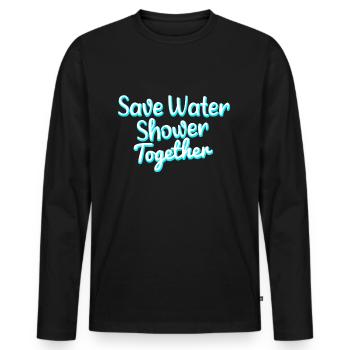 Économisez de l’eau douche ensemble - T-shirt manches longues Premium bio Homme - noir - Devant - Nico (187cm)