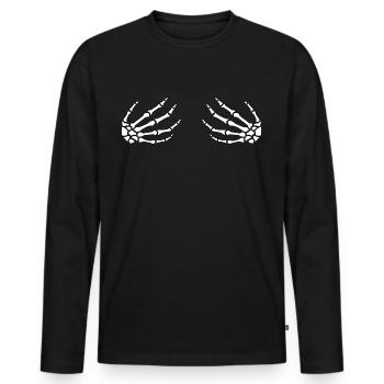 Halloween Brüste Skelett Hände - Männer Premium Bio Langarmshirt - Schwarz - Vorne - Nico (187cm)