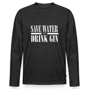 save water drink gin - Männer Premium Bio Langarmshirt - Anthrazit meliert - Vorne - Nico (187cm)