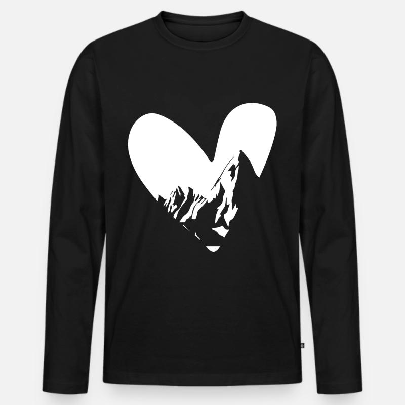 Herz - Berg - (21) - Männer Premium Bio Langarmshirt - Schwarz
