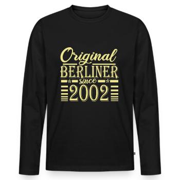 berliner original since 2002 geburtstag - Männer Premium Bio Langarmshirt - Schwarz - Vorne - Nico (187cm)