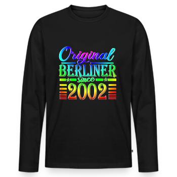 berliner original since 2002 bunt Regenbogen - Männer Premium Bio Langarmshirt - Schwarz - Vorne - Nico (187cm)