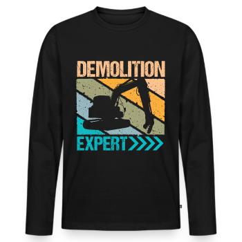 Demolition Expert Baggerfahrer - Männer Premium Bio Langarmshirt - Schwarz - Vorne - Nico (187cm)
