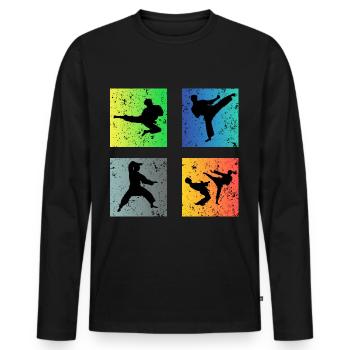 karaté - T-shirt manches longues Premium bio Homme - noir - Devant - Nico (187cm)
