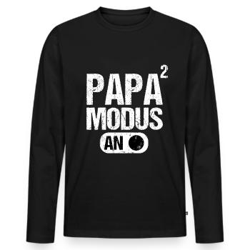 Papa Vater von 2 zwei Zweiten Kindern Zwillinge - Männer Premium Bio Langarmshirt - Schwarz - Vorne - Nico (187cm)