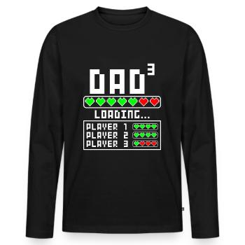 Dad father of 3 third three child baby children - Men's Premium Organic Long Sleeve Shirt - black - Front - Nico (187cm)