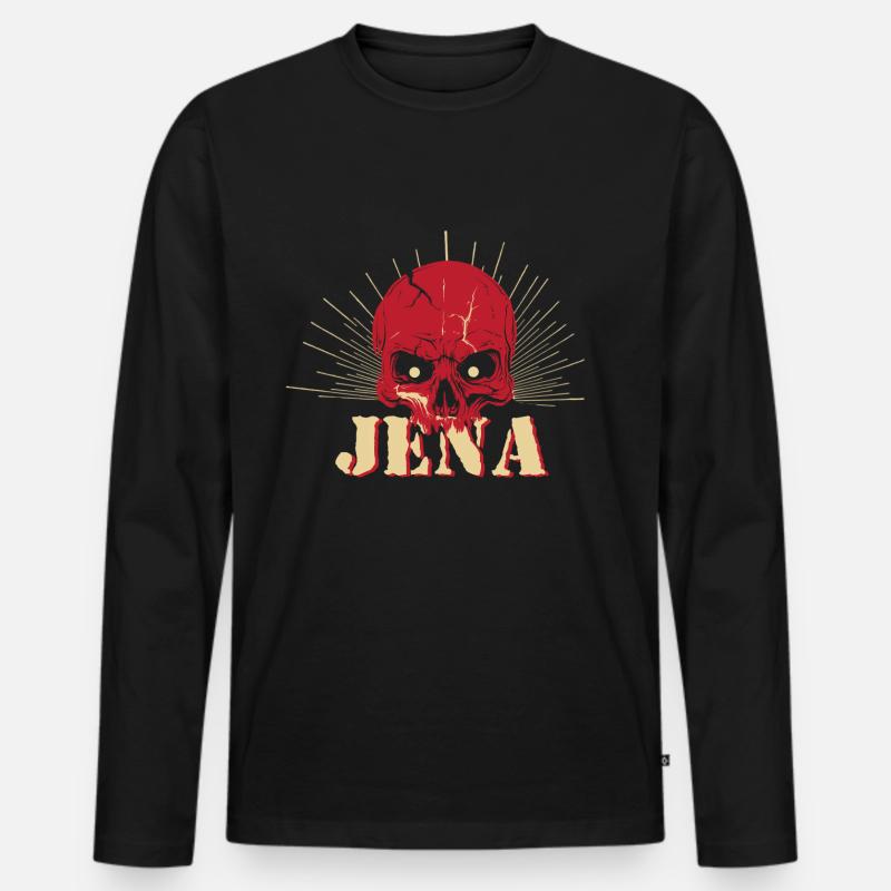 Jena Totenkopf - Männer Premium Bio Langarmshirt - Schwarz