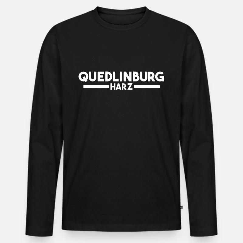 Quedlinburg - Männer Premium Bio Langarmshirt - Schwarz