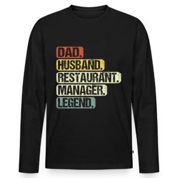 Hotel and Restaurant Manager Papa Husband Saying - Men's Premium Organic Long Sleeve Shirt - black - Front - Nico (187cm)