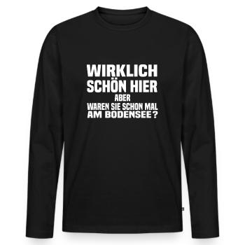 schön hier bodensee - Männer Premium Bio Langarmshirt - Schwarz - Vorne - Nico (187cm)