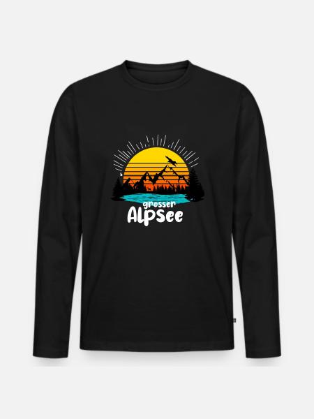 großer Alpsee - Männer Premium Bio Langarmshirt - Schwarz