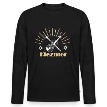 klezmer Klarinette - Männer Premium Bio Langarmshirt - Schwarz - Vorne - Nico (187cm)