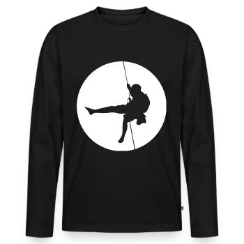 Moon - Climbing - (2) - Men's Premium Organic Long Sleeve Shirt - black - Front - Nico (187cm)