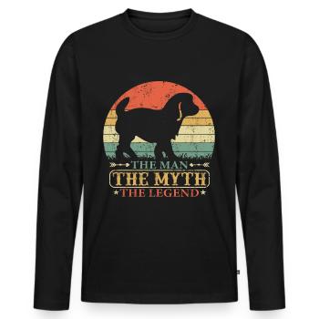 Cavachon Chien Papa Papa Master Vintage - T-shirt manches longues Premium bio Homme - noir - Devant - Nico (187cm)