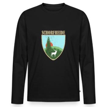 Schorfheide 02 - Männer Premium Bio Langarmshirt - Schwarz - Vorne - Nico (187cm)