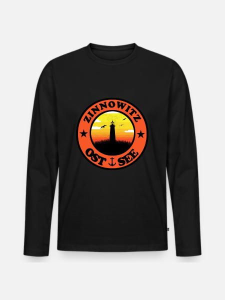 Leuchtturm Ostsee Zinnowitz - Männer Premium Bio Langarmshirt - Schwarz