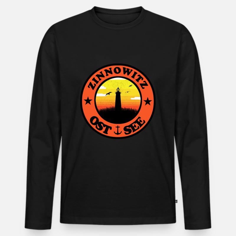 Leuchtturm Ostsee Zinnowitz - Männer Premium Bio Langarmshirt - Schwarz