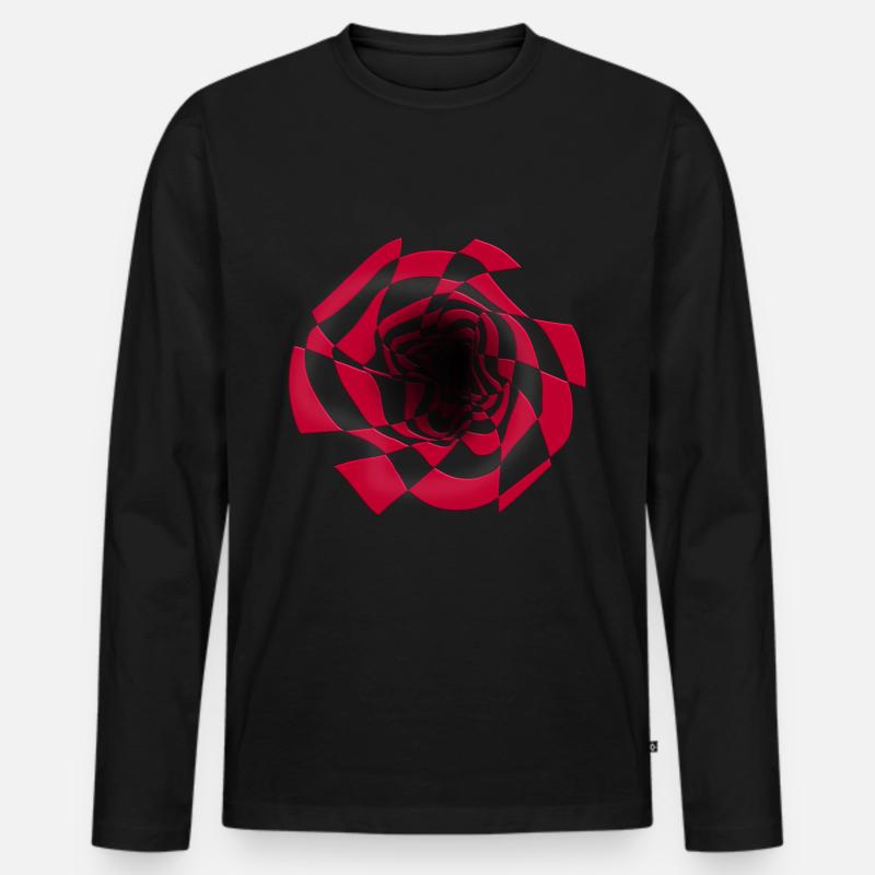Psychédélique Pattern Abstrait Rétro - T-shirt manches longues Premium bio Homme - noir