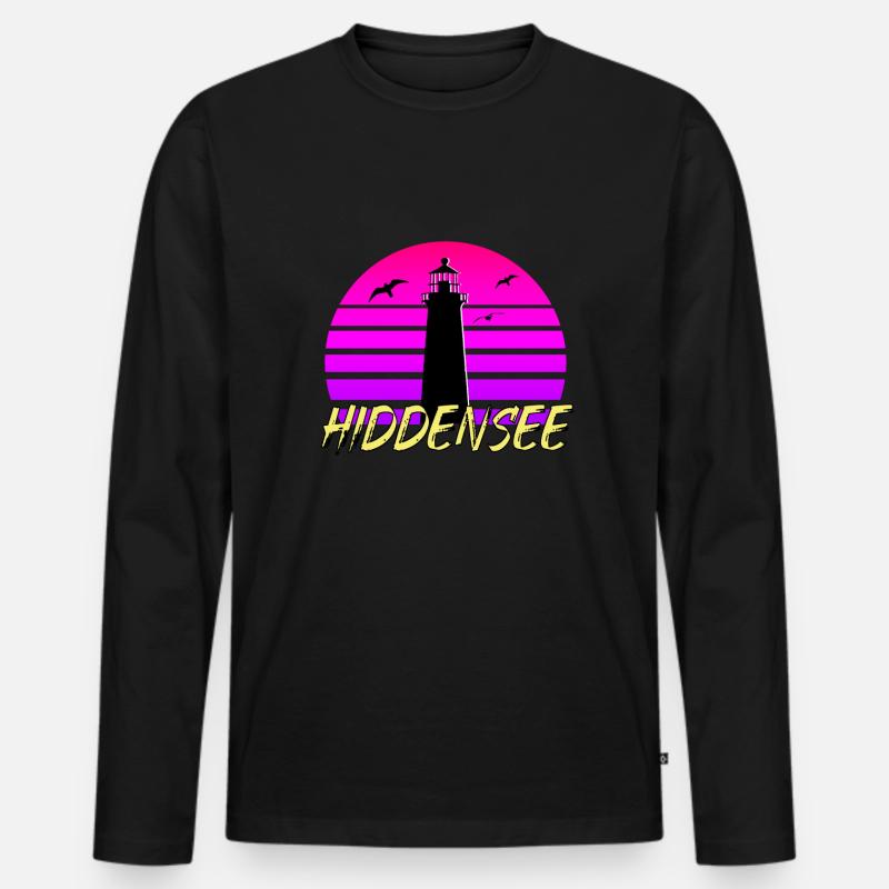 Hiddensee 80s - Männer Premium Bio Langarmshirt - Schwarz