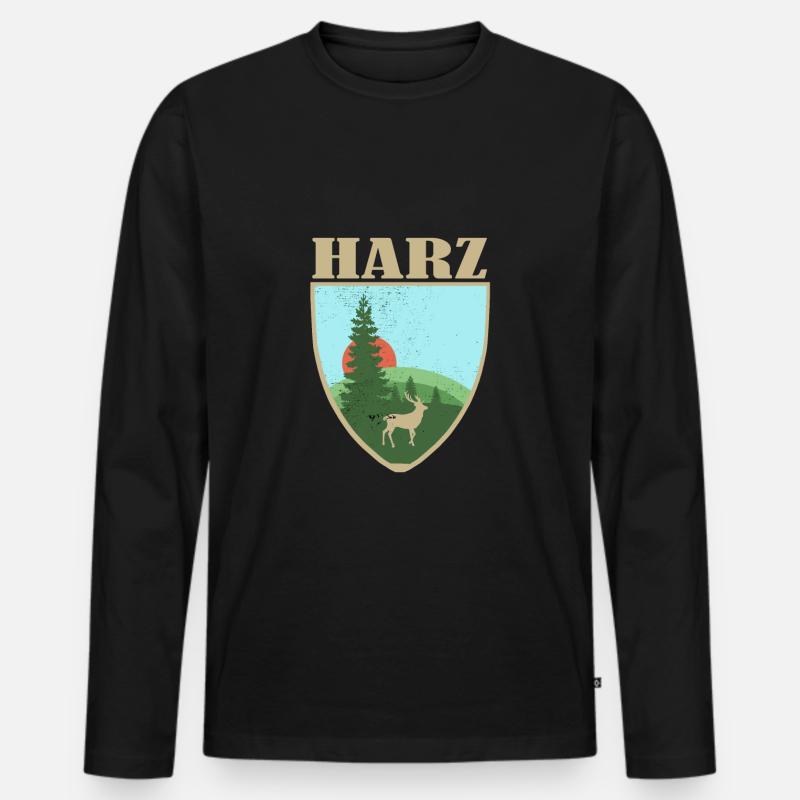 Harz Gebirge - Männer Premium Bio Langarmshirt - Schwarz