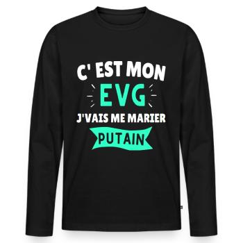 Evg humour enterrement de vie de garçon cadeau - T-shirt manches longues Premium bio Homme - noir - Devant - Nico (187cm)