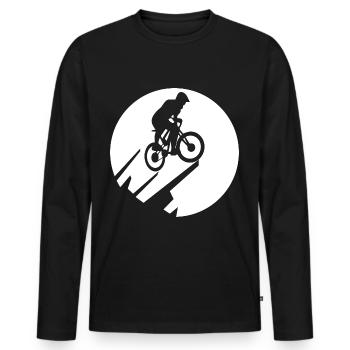Moon - Cycling - (2) - Men's Premium Organic Long Sleeve Shirt - black - Front - Nico (187cm)
