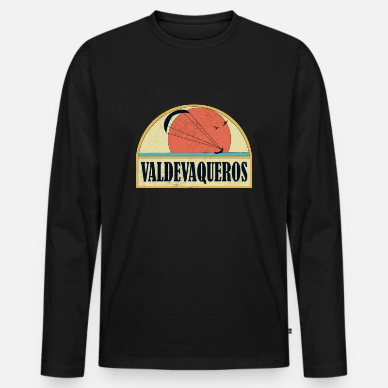 Kitesurfing Valdevaqueros - Männer Premium Bio Langarmshirt - Schwarz