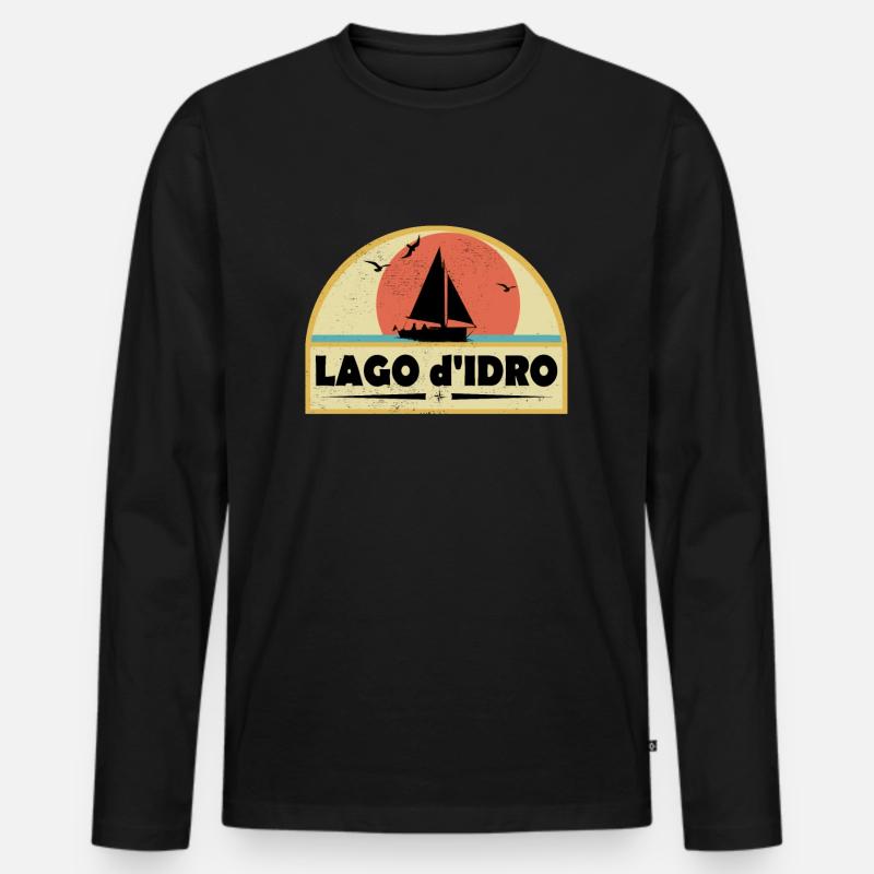 Lago d Idro Varese - Männer Premium Bio Langarmshirt - Schwarz