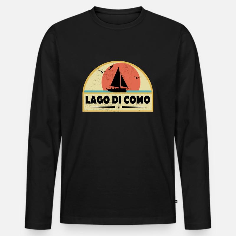 Lago di Como - Männer Premium Bio Langarmshirt - Schwarz