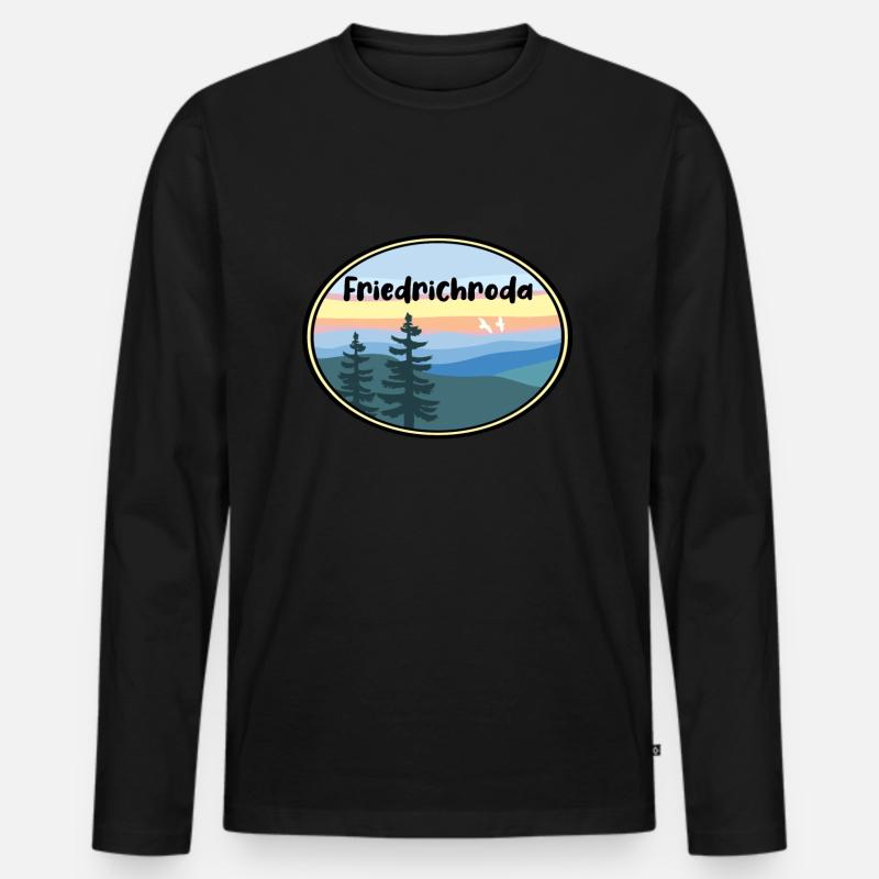 Friedrichroda Landschaft - Männer Premium Bio Langarmshirt - Schwarz