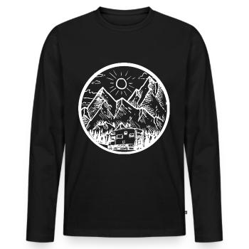 Mountain - Camping Van - (12) - Men's Premium Organic Long Sleeve Shirt - black - Front - Nico (187cm)