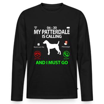 Patterdale Terrier dit drôle d’humour drôle - T-shirt manches longues Premium bio Homme - noir - Devant - Nico (187cm)