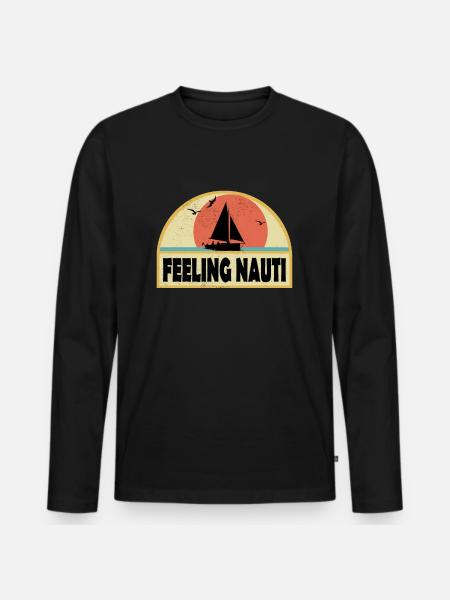 feeling nauti - Männer Premium Bio Langarmshirt - Schwarz