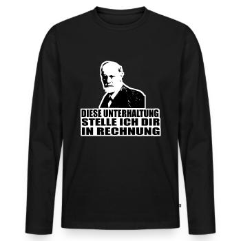 Ein witziger Spruch mit Freud - Männer Premium Bio Langarmshirt - Schwarz - Vorne - Nico (187cm)