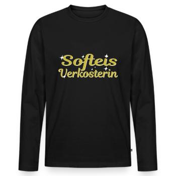 Softeis Verkosterin - Männer Premium Bio Langarmshirt - Schwarz - Vorne - Nico (187cm)