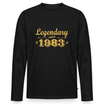 Anniversaire 1983 - T-shirt manches longues Premium bio Homme - noir - Devant - Nico (187cm)