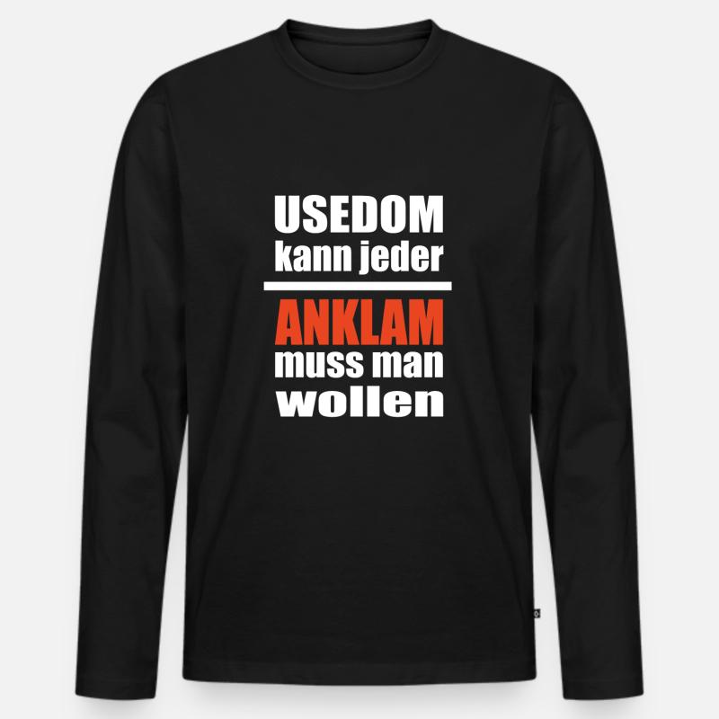 Anklam Usedom - Männer Premium Bio Langarmshirt - Schwarz