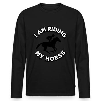 Pferd Reiten Pferdebesitzer Pferderennen Reitsport - Männer Premium Bio Langarmshirt - Schwarz - Vorne - Nico (187cm)
