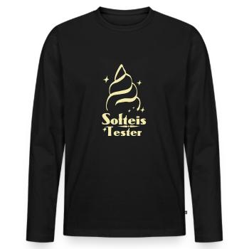 Softeis Tester - Männer Premium Bio Langarmshirt - Schwarz - Vorne - Nico (187cm)